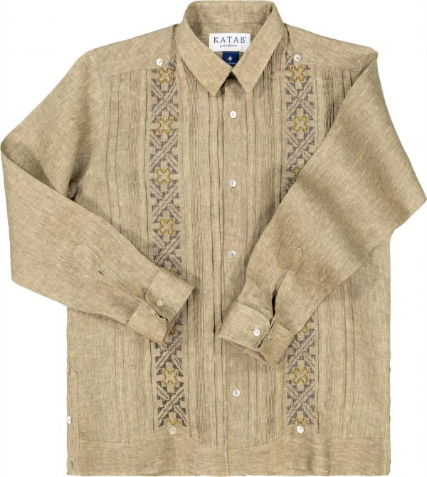 GUAYABERA MOD. ALFA II COLOR ORO VIEJO JASPEADO. T-36